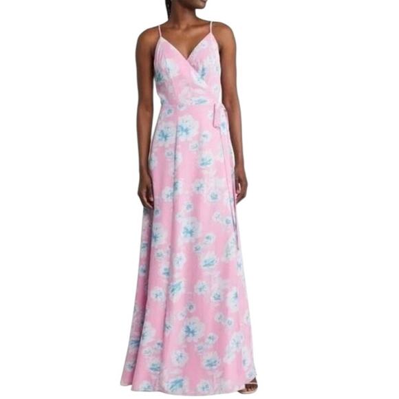 NWOT WAYF Angelina Floral Wrap Maxi Pink Dress - Sz Small - Picture 2 of 10